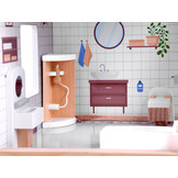 Houten poppenhuis - met meubels en verlichting - 61,5x26,5x78cm