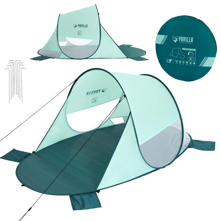 Pop up strandtent - 200x120x90 cm - met UV-bescherming - groen
