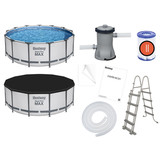 Bestway zwembad - met pomp en zwembad trap - 396x122 cm - wit