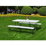 Campingtafel - met bankjes - 8 personen - 179x74x74 cm - wit
