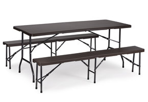 Campingtafel - met bankjes - 8 personen - 179x74x74 cm - bruin