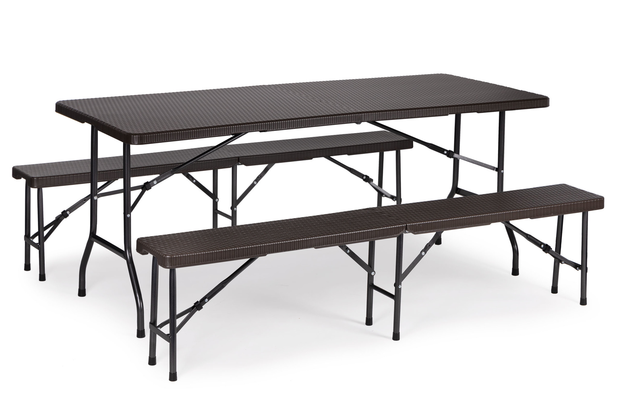 Campingtafel - met bankjes - 8 personen - 179x74x74 cm - bruin