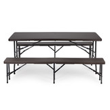 Campingtafel - met bankjes - 8 personen - 179x74x74 cm - bruin