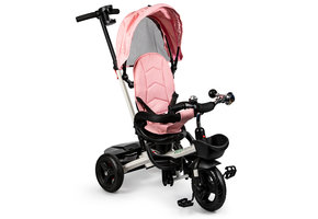 Driewieler - met duwstang - 360° draaibaar - 84x49x96cm - roze