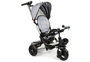 Driewieler - met duwstang - 360° draaibaar - 84x49x96cm - grijs