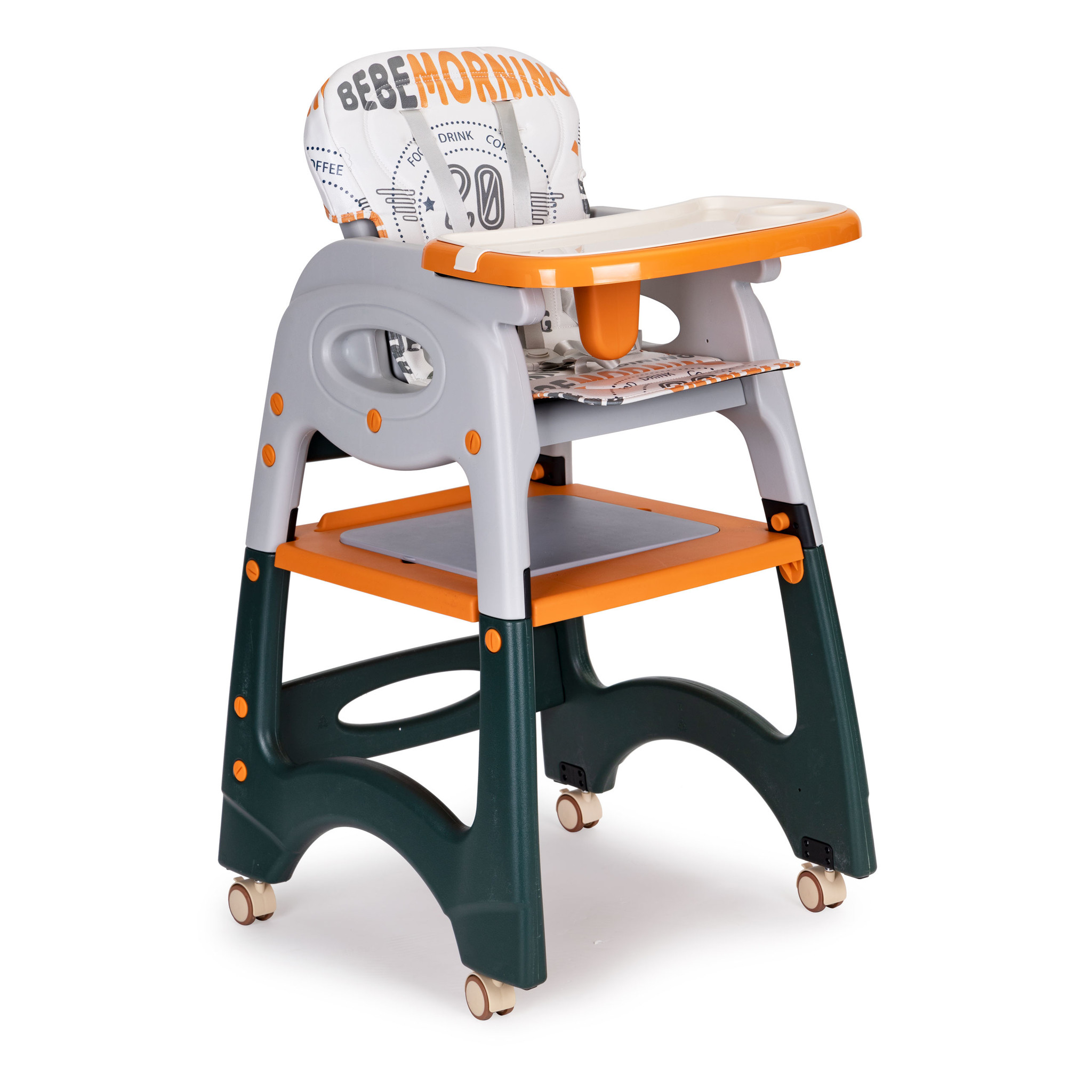 Kinderstoel - meegroeistoel - 2-in-1 - met speeltafel - oranje