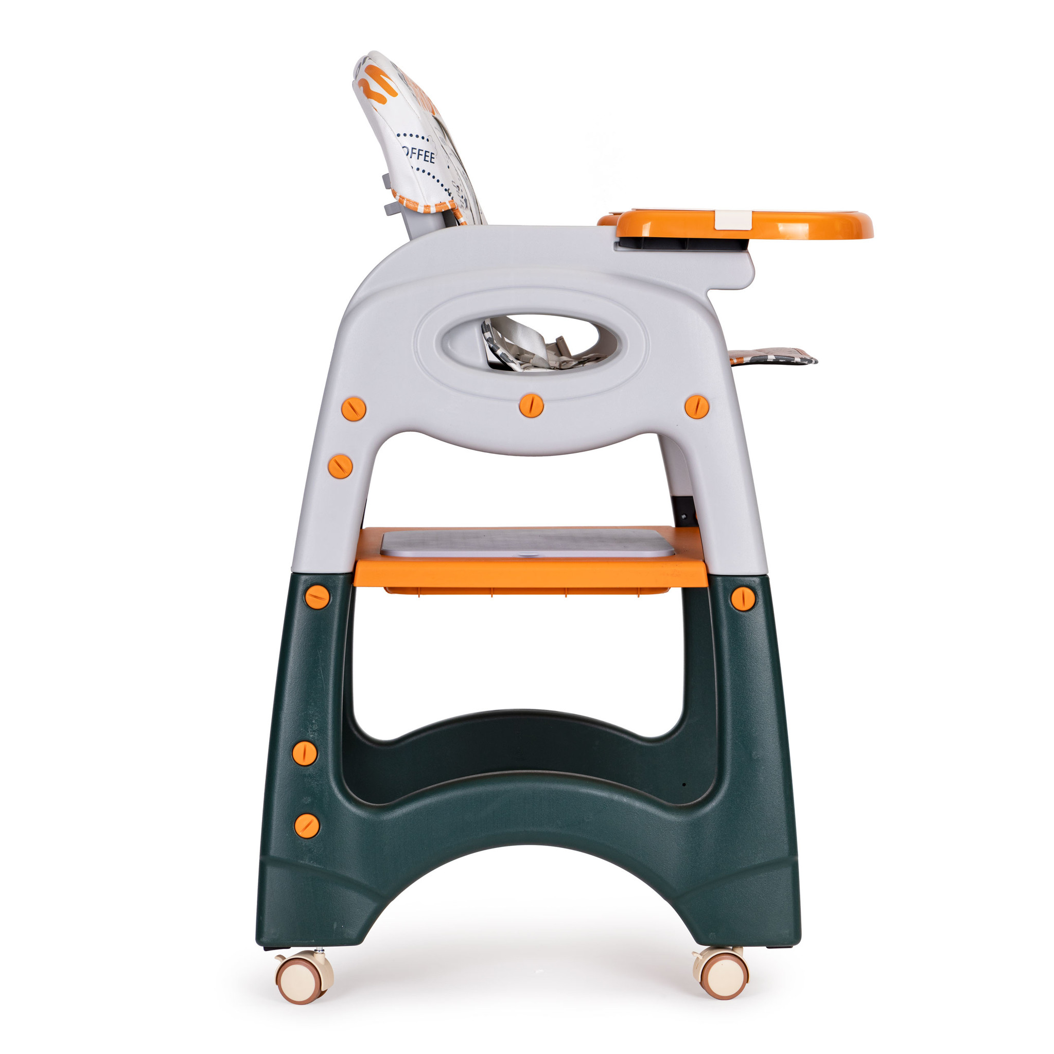 Kinderstoel - meegroeistoel - 2-in-1 - met speeltafel - oranje