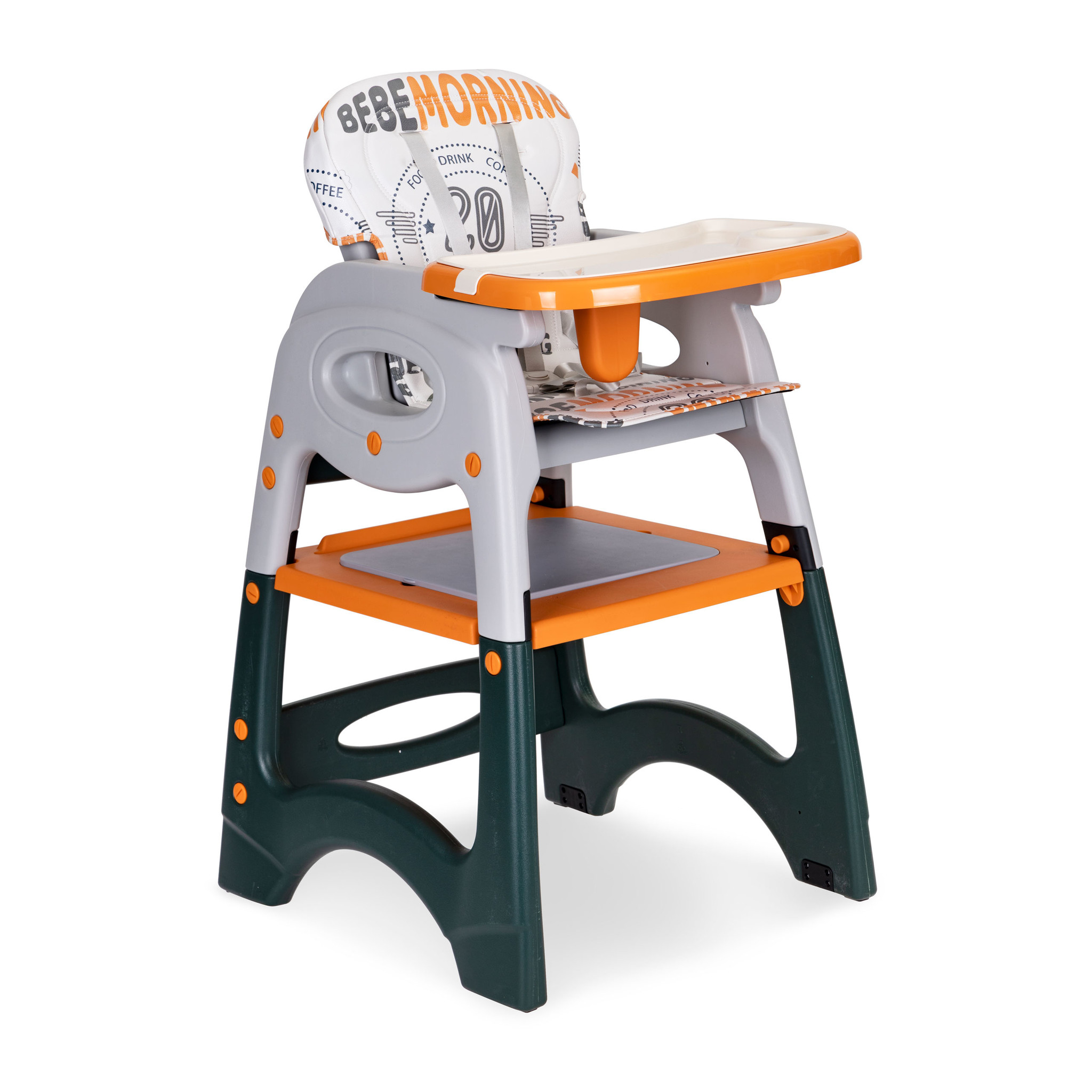 Kinderstoel - meegroeistoel - 2-in-1 - met speeltafel - oranje