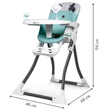 Kinderstoel - eetstoel baby - inklapbaar - 48x68x94 cm - mint