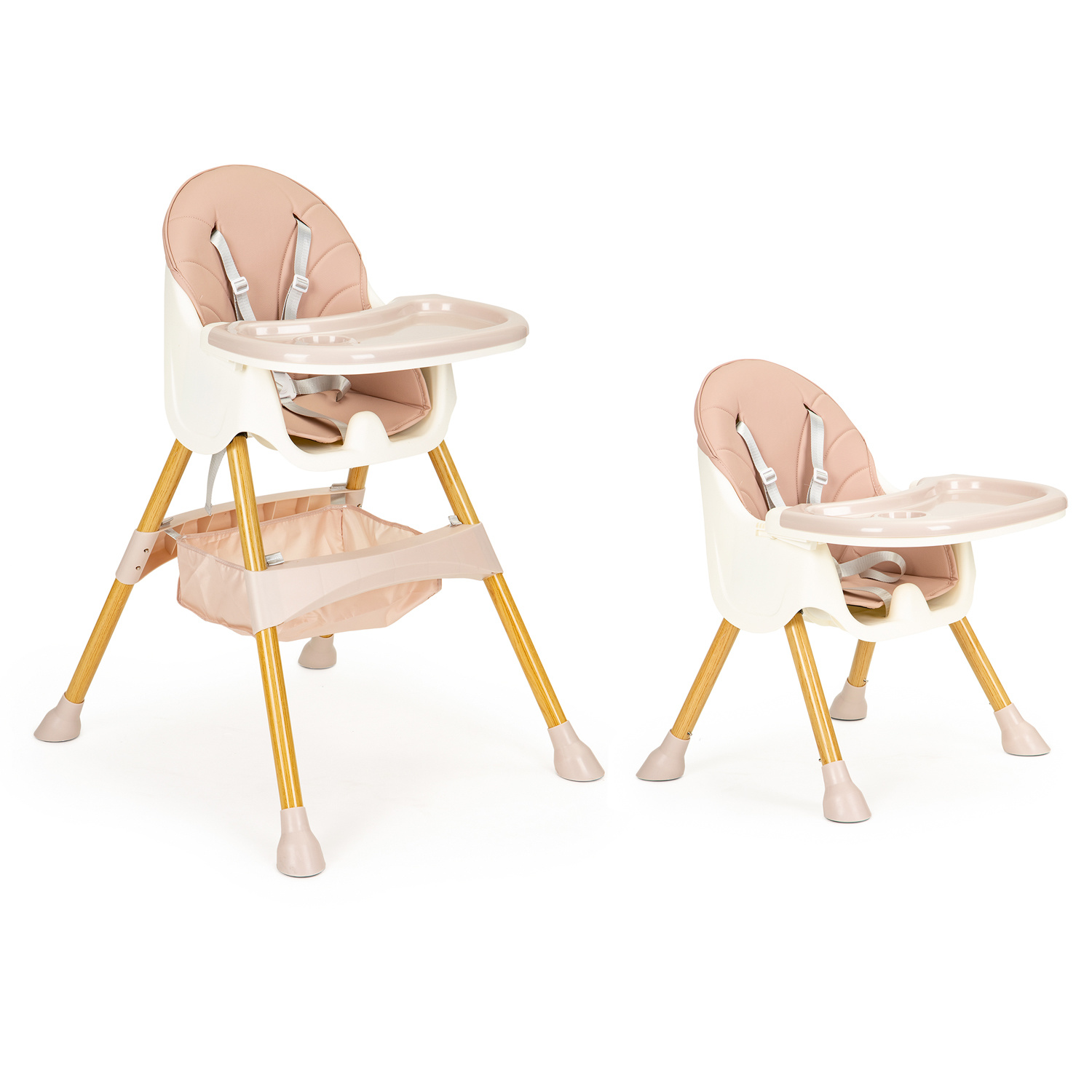 Kinderstoel - met verstelbare poten - 2-in-1 - roze, hout