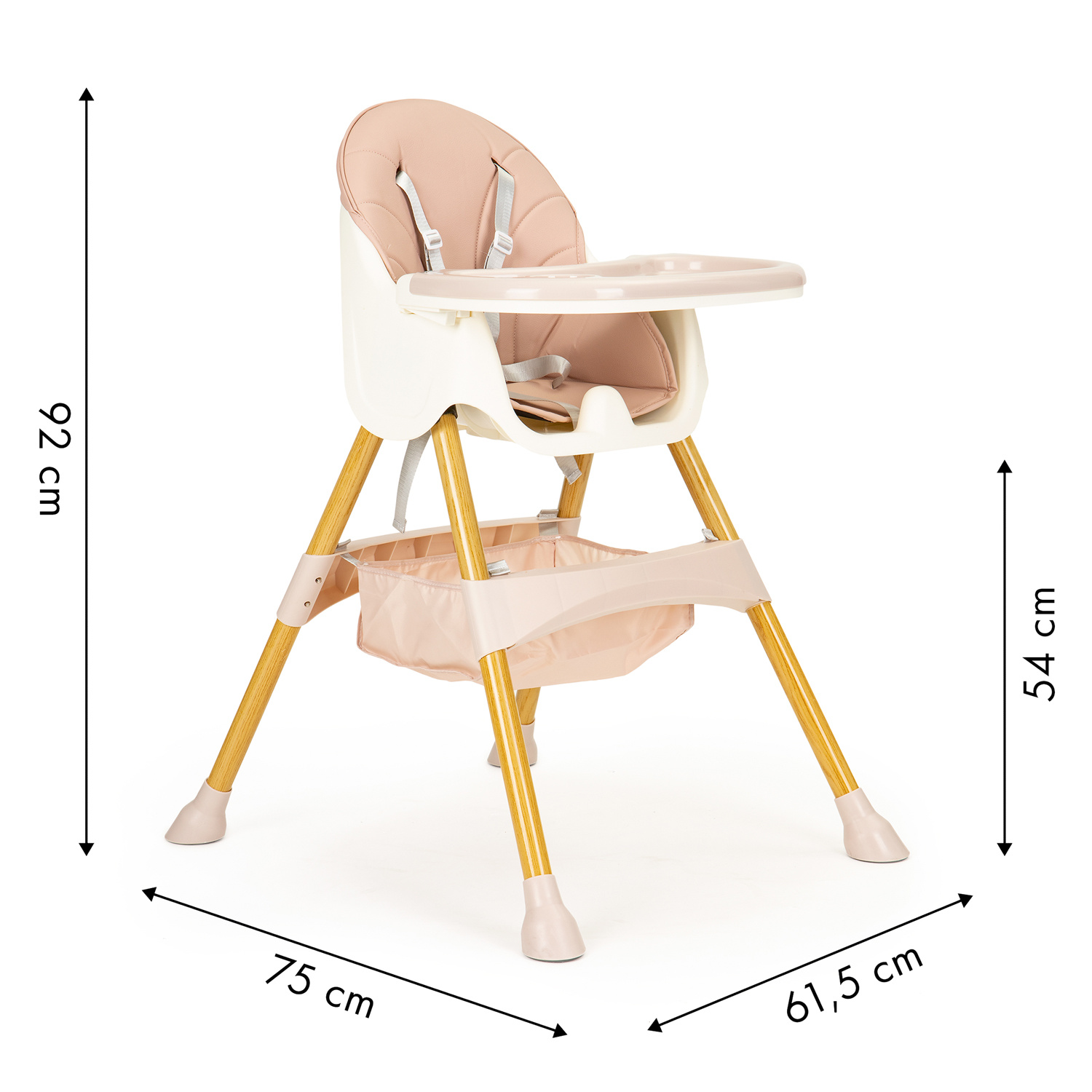 Kinderstoel - met verstelbare poten - 2-in-1 - roze, hout