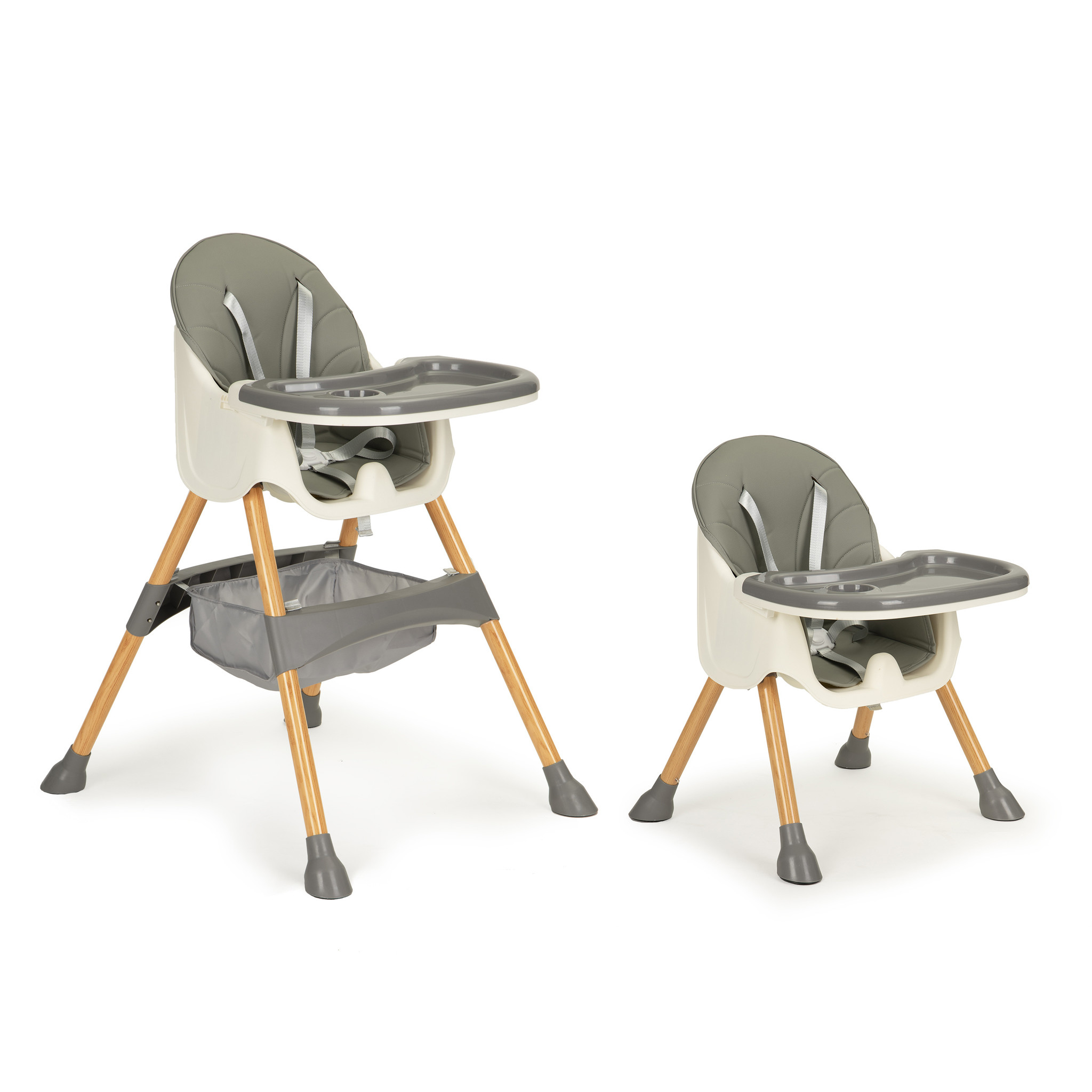 Kinderstoel - met verstelbare poten - 2-in-1 - grijs, hout