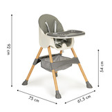 Kinderstoel - met verstelbare poten - 2-in-1 - grijs, hout