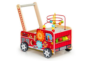 Loopwagen - brandweer - hout -  46 x 28 x 41,5 cm - rood