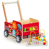 Loopwagen - brandweer - hout - 46 x 28 x 41,5 cm - rood