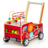 Loopwagen - brandweer - hout - 46 x 28 x 41,5 cm - rood