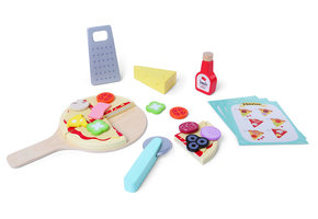 Pizza speelgoed - houten pizzeria - accessoires - 40x21,5x35cm