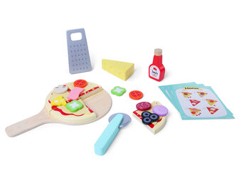 Pizza speelgoed - houten pizzeria - accessoires - 40x21,5x35cm