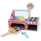 Pizza speelgoed - houten pizzeria - accessoires - 40x21,5x35cm