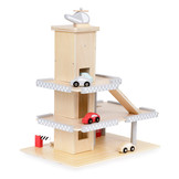 Speelgoed garage - hout - met lift en voertuigen - 43x29,5x44cm