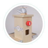 Speelgoed garage - hout - met lift en voertuigen - 43x29,5x44cm