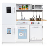 Kinderkeuken - speelgoed keuken - hout - 80,5x26x86 cm - wit