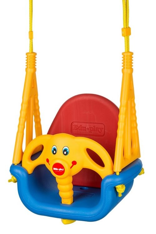 Schommel - olifant - meegroei - tot 30 kg - geel, rood, blauw