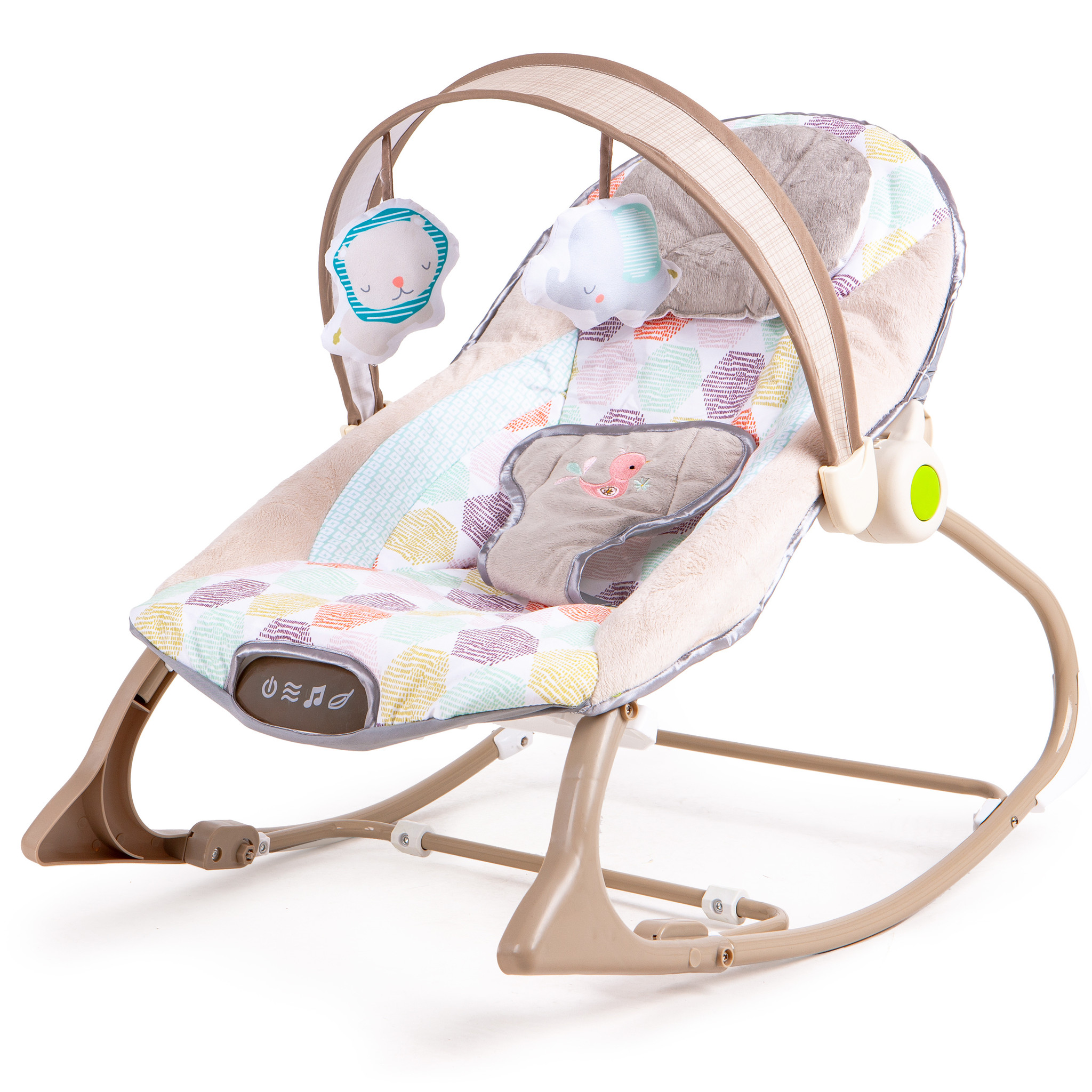 Wipstoel baby - met vibratie en geluid - 42x70x56 cm - beige