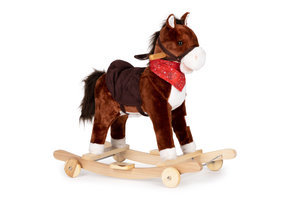 Hobbelpaard - met geluid en bewegende staart - bruin, wit