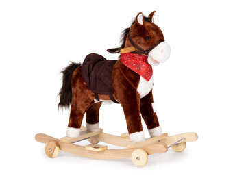 Hobbelpaard - met geluid en bewegende staart - bruin, wit