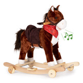 Hobbelpaard - met geluid en bewegende staart - bruin, wit