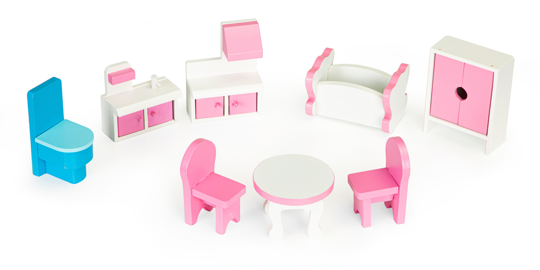 Poppenhuis - hout - 60x24x70 cm - 3 verdiepingen - roze