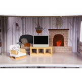 Poppenhuis Emma - hout - 60x24x70 cm - 3 verdiepingen - grijs