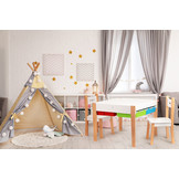 Kindertafel en stoeltjes - met bouwplaten en opbergruimte