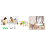 Kindertafel en stoeltjes - met bouwplaten en opbergruimte