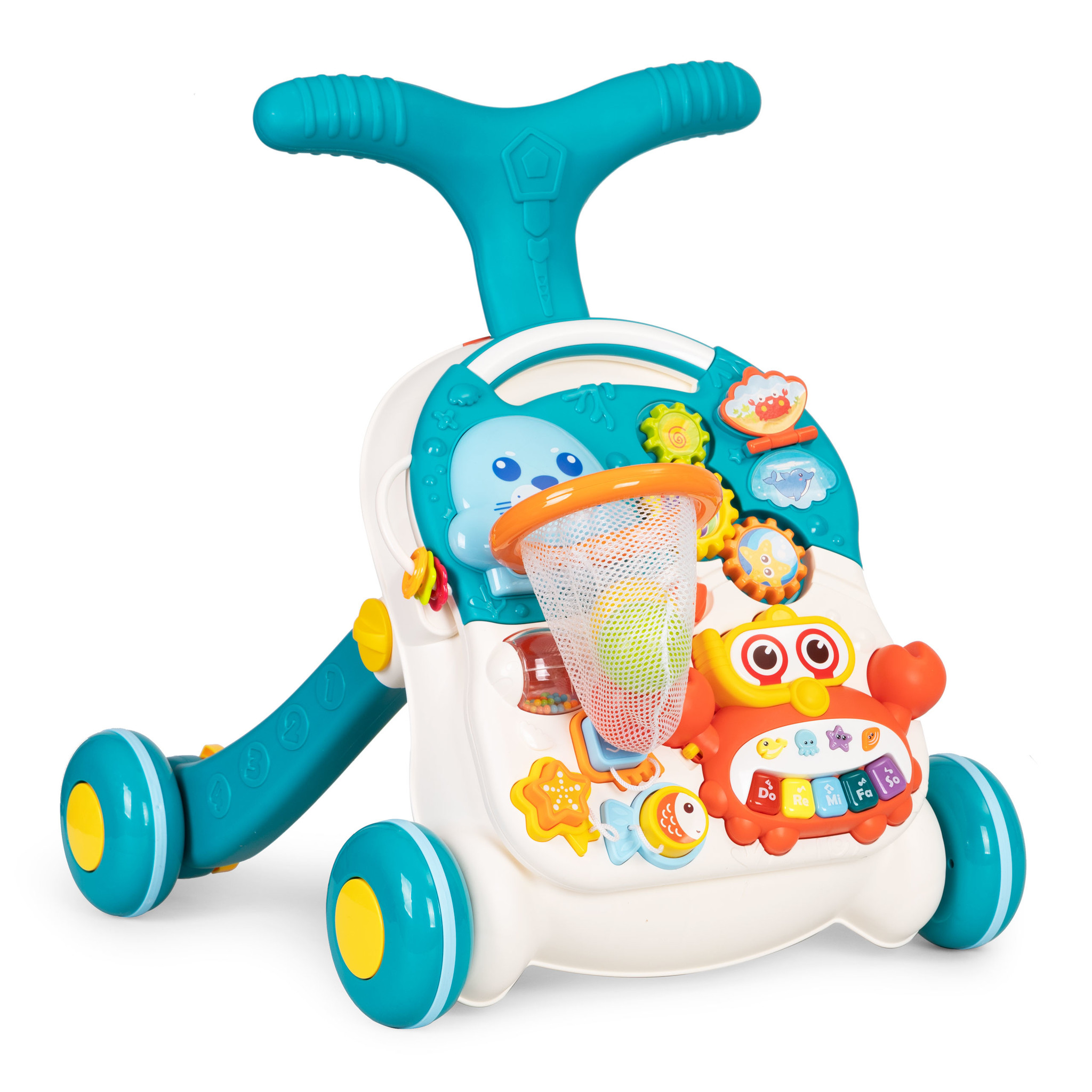 Loopwagen - 2in1 duwer - activiteitentafel - blauw