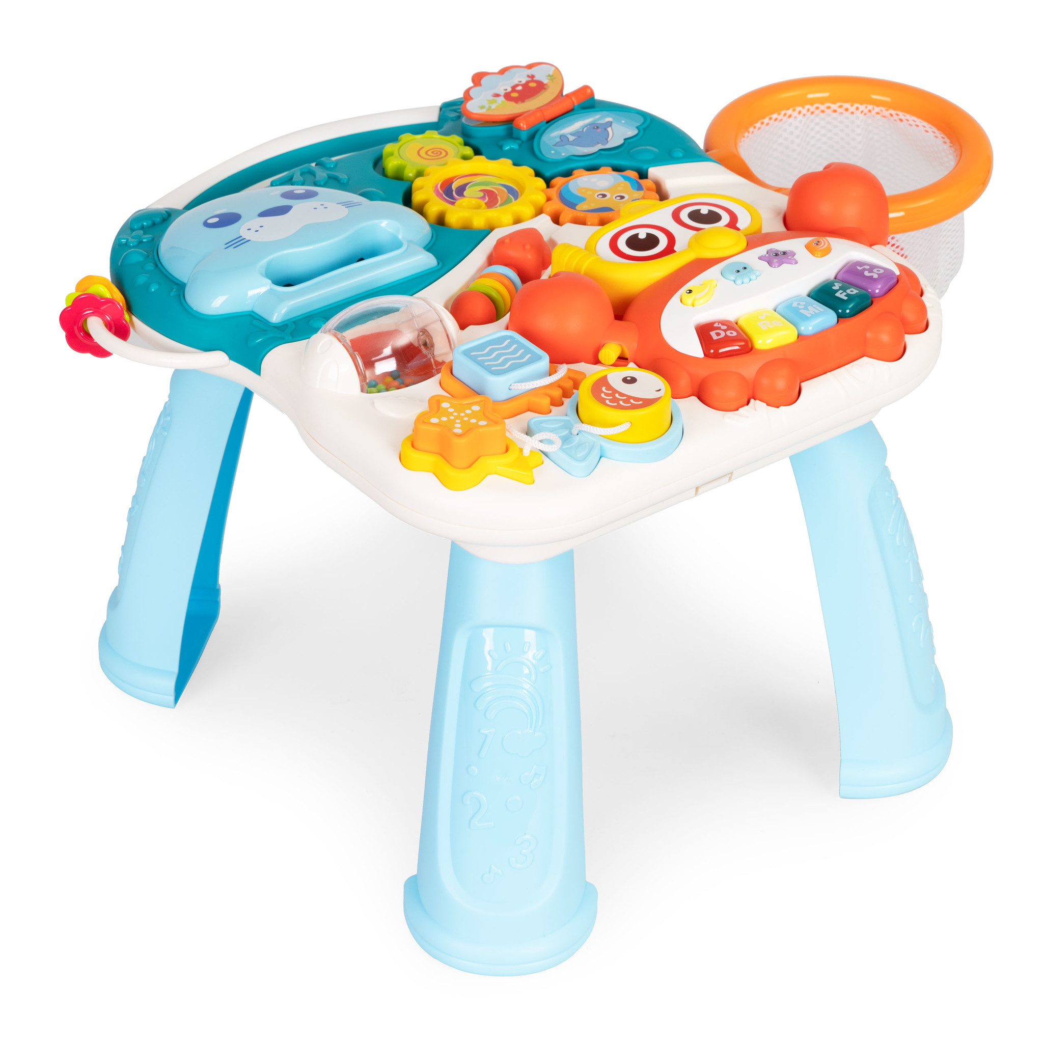 Loopwagen - 2in1 duwer - activiteitentafel - blauw