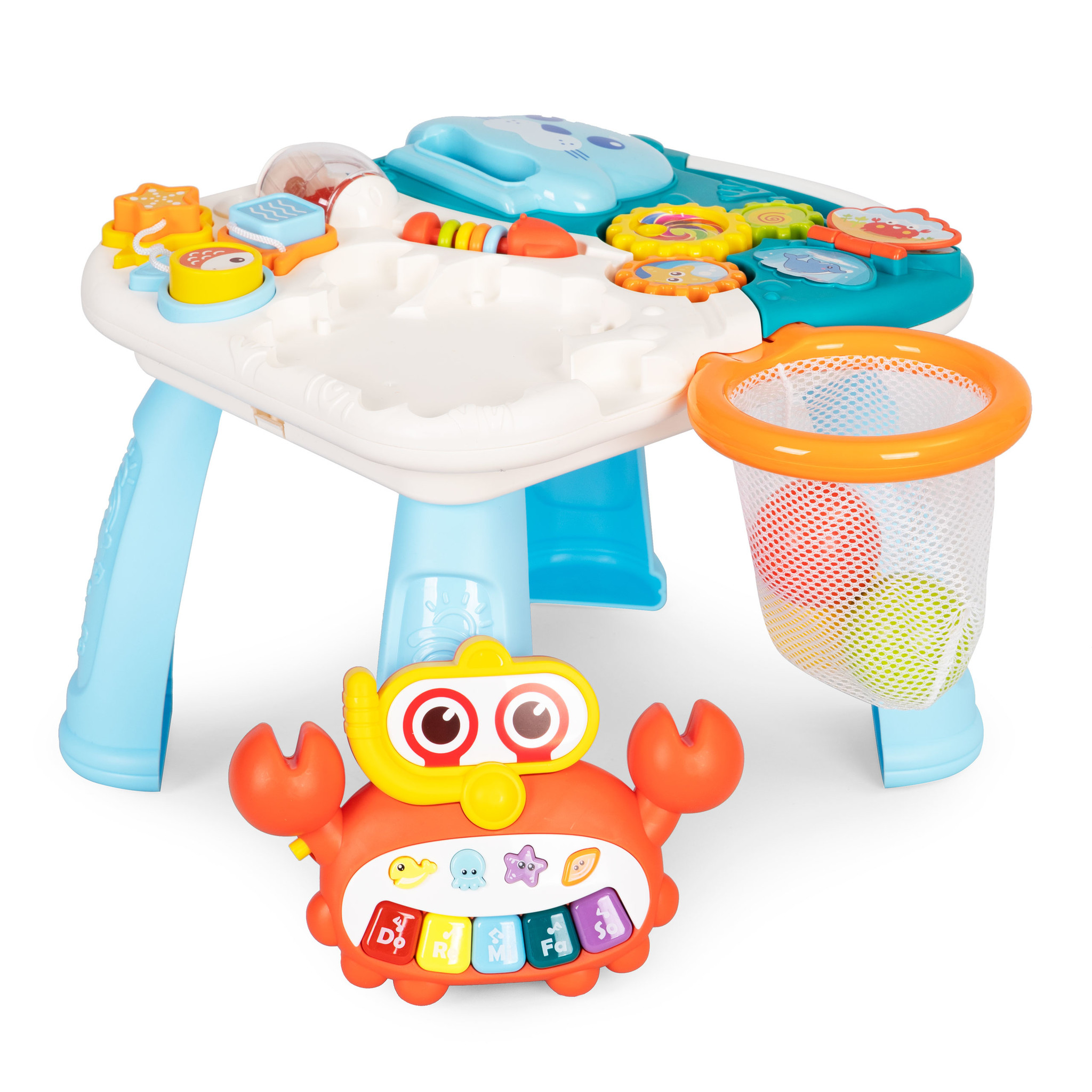 Loopwagen - 2in1 duwer - activiteitentafel - blauw