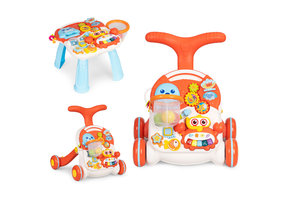 Loopwagen - 2in1 duwer - activiteitentafel - oranje