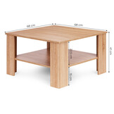 Salontafel met schap - vierkant - 68x68x41 cm - modern - hout