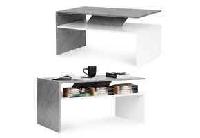 Salontafel - rechthoek - 90x50x45cm - modern design - grijs wit