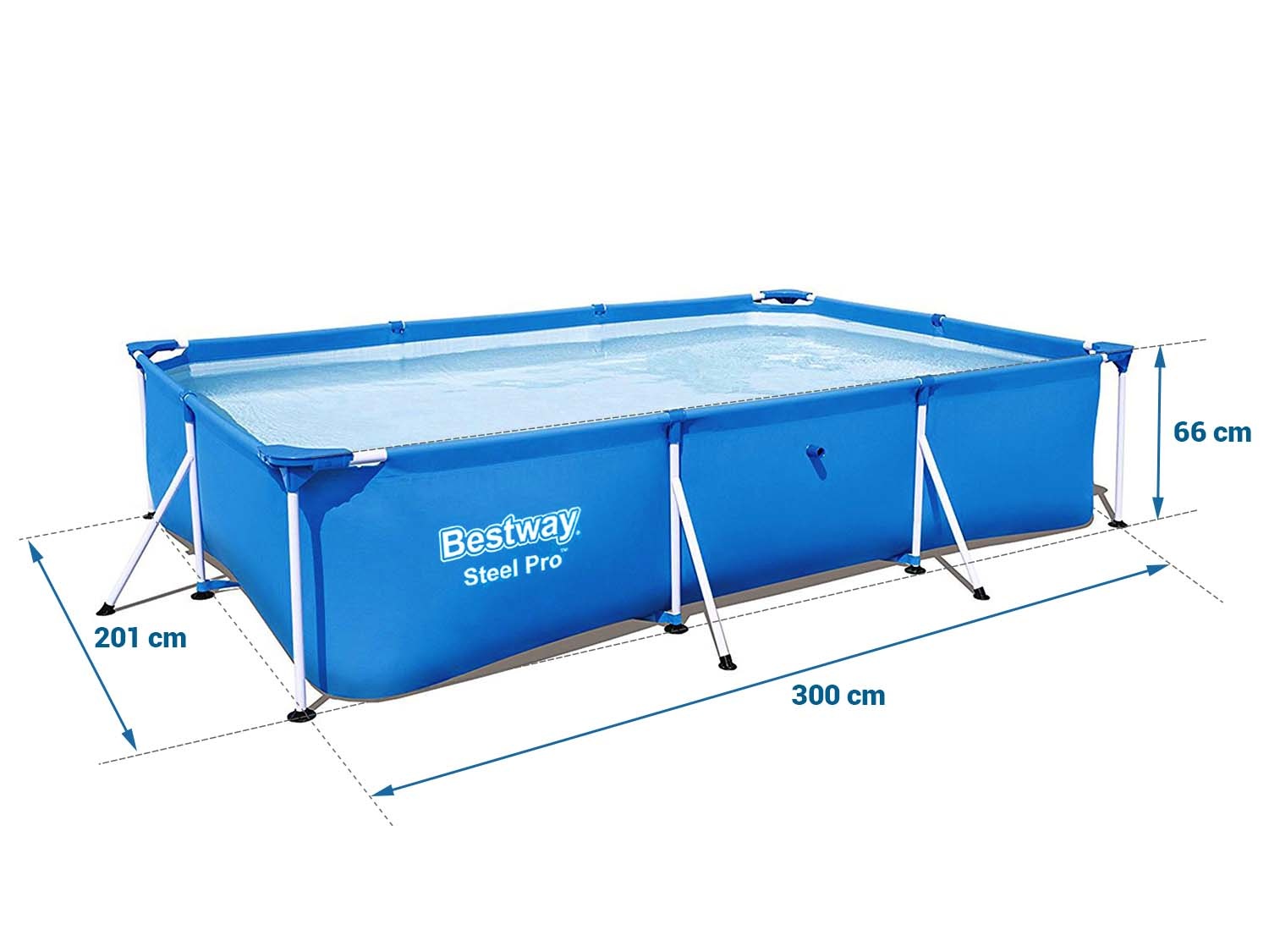 Bestway opzetzwembad - 300x201x66cm - incl reparatiekit - blauw