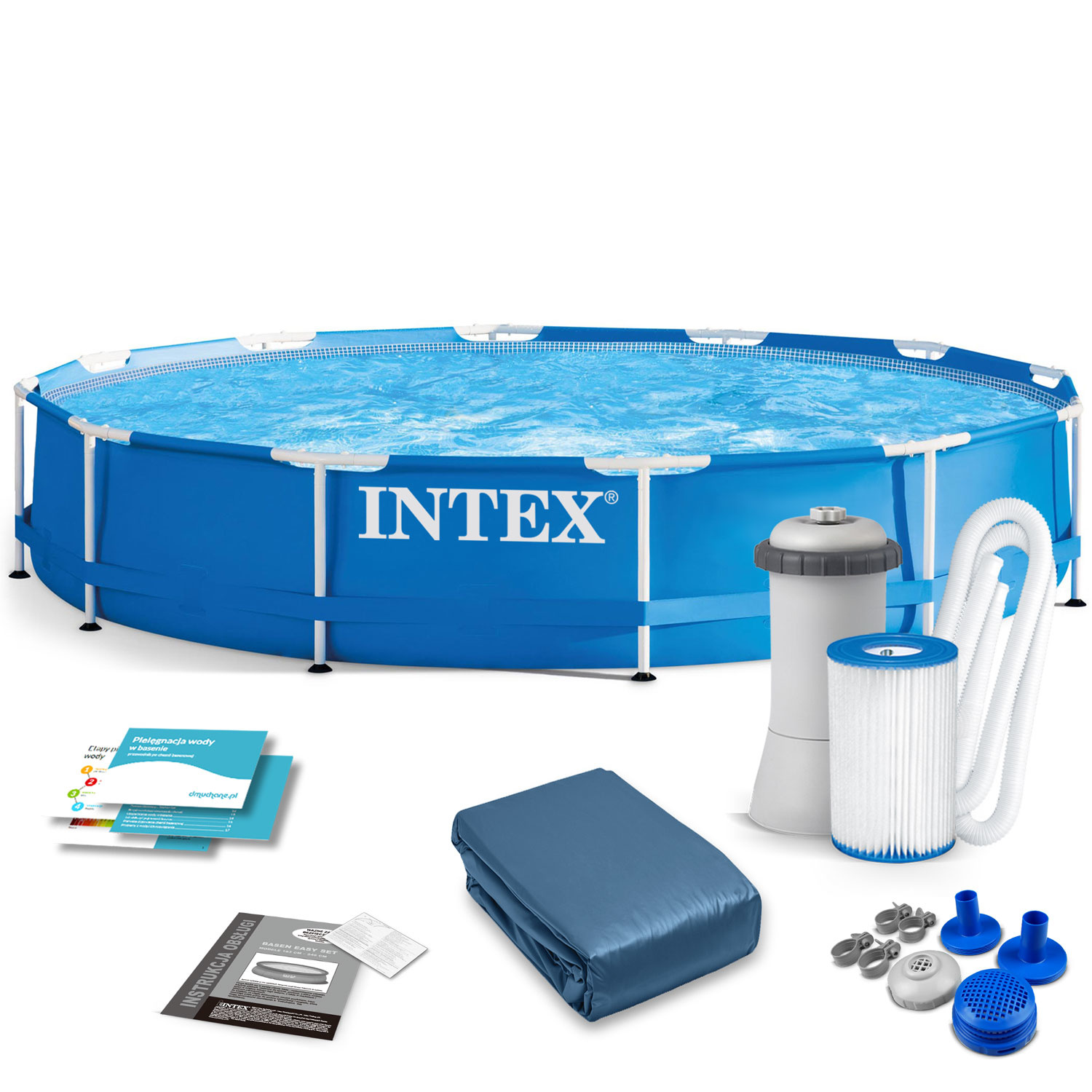 Intex opzetzwembad - 366x76 cm - blauw - filterpomp & accessoires