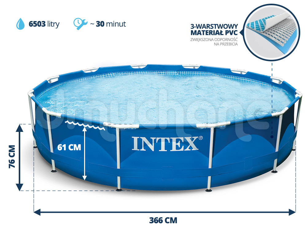 Intex opzetzwembad - Ø366 cm - blauw - incl reparatiekit & zeil