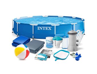 Intex opzetzwembad - 305x76cm - blauw - accessoires oa. filterpomp & bal