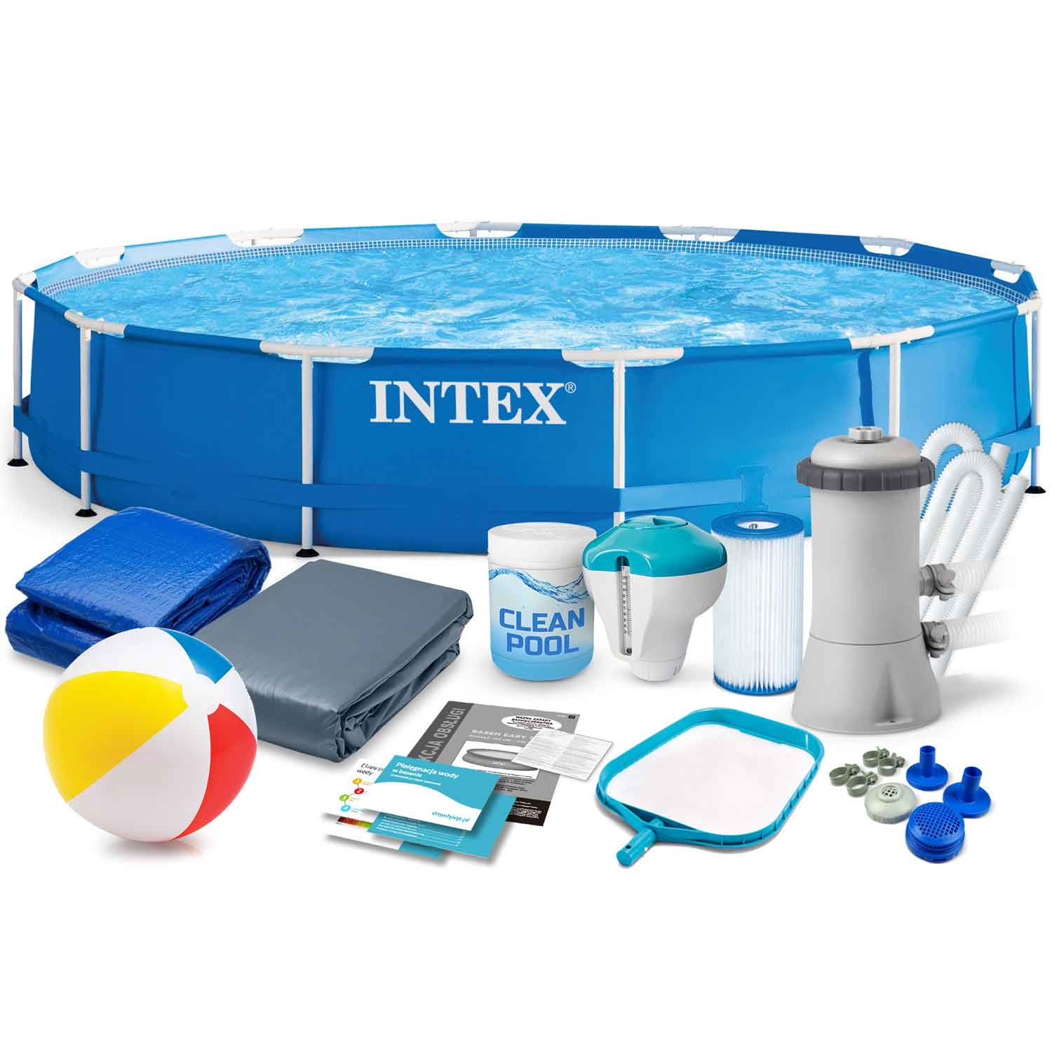 Intex opzetzwembad - 305x76cm - blauw - accessoires oa. filterpomp & bal
