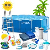 Intex opzetzwembad - 457x122 cm - blauw- accessoires oa. filterpomp & bal