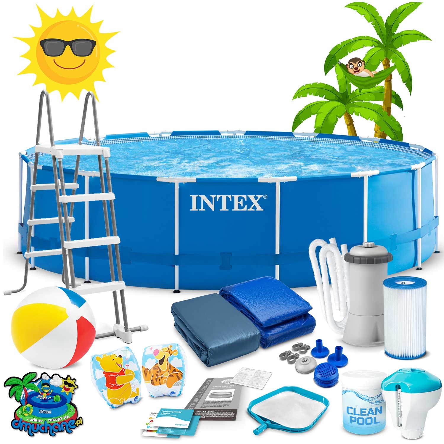Intex opzetzwembad - 457x122 cm - blauw- accessoires oa. filterpomp & bal