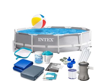 Intex opzetzwembad - 305x76cm - grijs - accessoires oa. filterpomp & bal