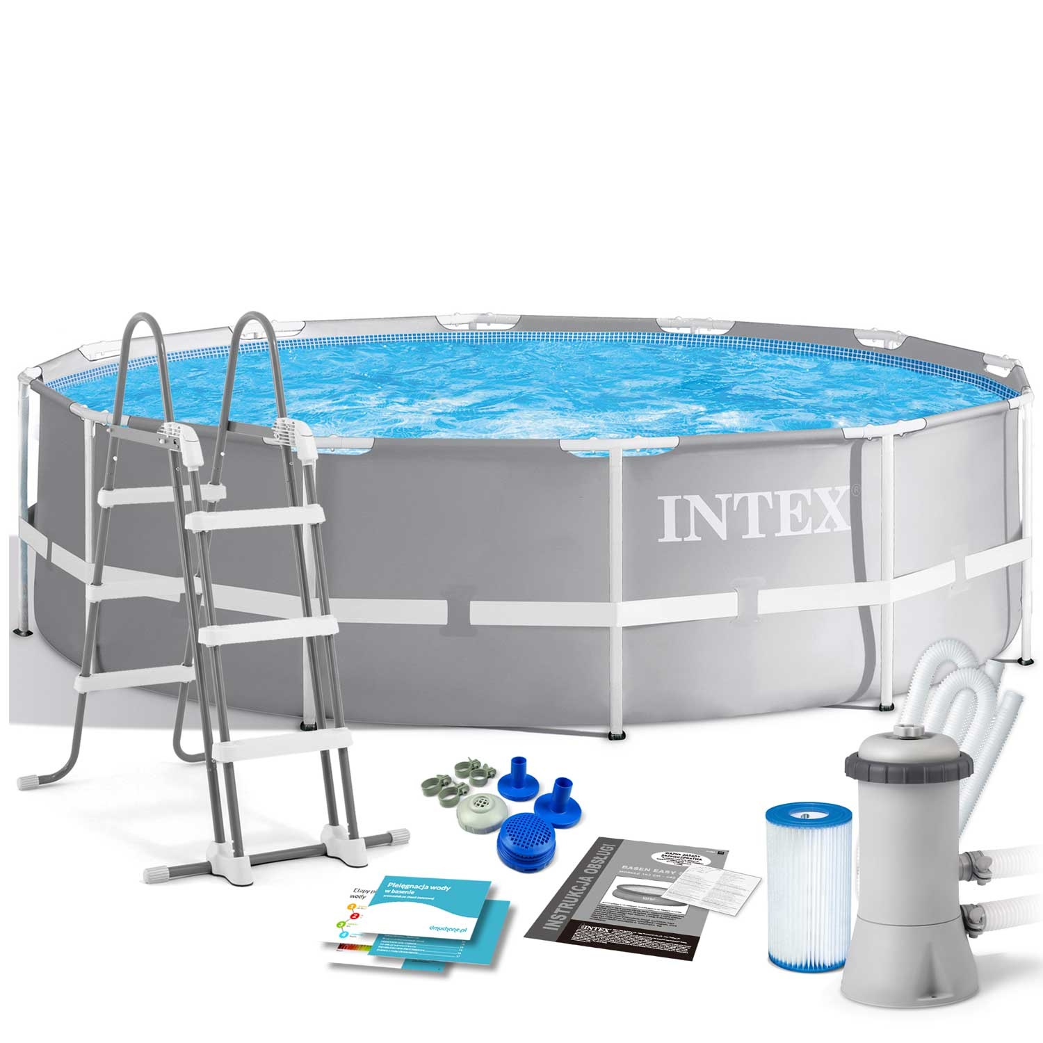 Intex opzetzwembad - 366x99cm - grijs - filterpomp & accessoires